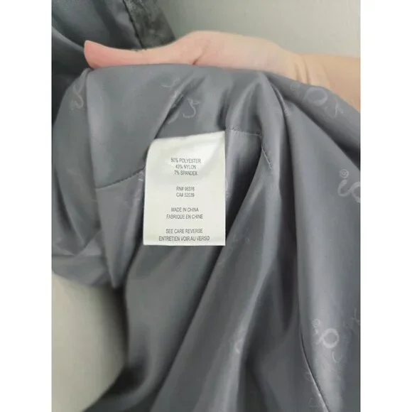 Samuel Dong Gray Metallic Taffeta Collared Bubble Hem Zip Trench Jacket Coat XL - Picture 13 of 14
